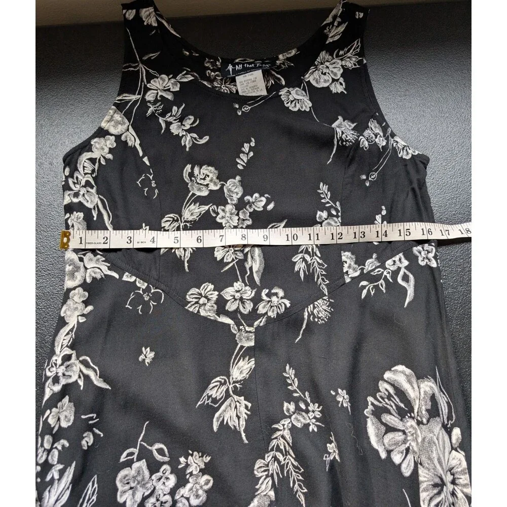 All That Jazz Vintage Maxi Dress Floral 90s Black White Style A13894 Size 11/12